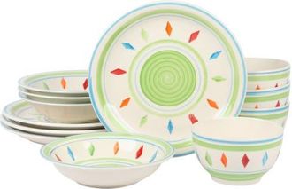 Gibson Home Heidy 12 Piece Hand Painted Durastone Dinnerware Set in White at Nordstrom