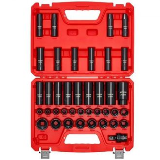 OEM Juego De Vasos De Impacto De 39 Piezas Con Entrada De 12,7 Mm, Profunda Y Superficial, M&eacute;tricos De 9 A 30 Mm, Acero Al Cromo-vanadio, Doble Marcaje De