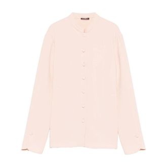 Emporio Armani Shirts, female, Pink, Size: 2XS Sheer Logo Print Button-Front Shirt