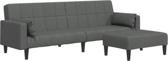 vidaXL Vidaxl - Sof&aacute; Cama De 2 Plazas Con Taburete Tela Gris Oscuro