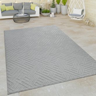 Paco Home Paco Home - Alfombra De Tejido Plano Interior Y Exterior Efecto Tridimensional Dise&ntilde;o Geom&eacute;trico Oriental Gris 120x170 Cm