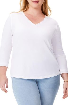 Nic+Zoe Rolled Detail Three Quarter Sleeve Top in Paper White at Nordstrom, Size 1X