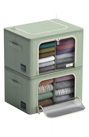 Sorbus Set of 2 Stackable Foldable Organizer Bins in Teal at Nordstrom Rack