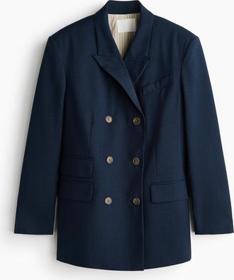 H&M Zweireihiger Oversize-Blazer - Dunkelblau