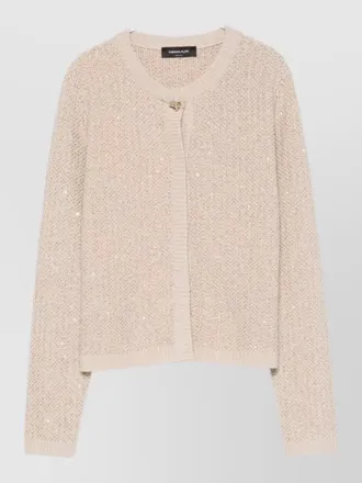 Fabiana Filippi wool blend cardigan sequin trim round neck