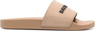 Balenciaga logo-embossed slides - men - Rubber/Rubber/Cotton - 45 - Neutrals