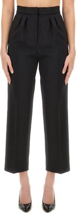 Max Mara Cropped Broek - Dames - Vrijetijds broeken - Zwart - M - Wol - Broeken