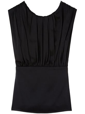 Jil Sander Black Structured Gathered Acetate Top