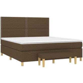 vidaXL Vidaxl - Cama Box Spring Con Colch&oacute;n Tela Marr&oacute;n Oscuro 180x200 Cm