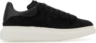 Alexander McQueen Black Leather Sneakers With Black Leather Heel