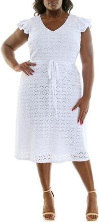 Nina Leonard Cap Sleeve Lace Fit & Flare Dress in White at Nordstrom Rack, Size 1 X