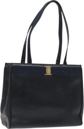 Ferragamo Tweedehands leren handtassen - Dames - Vintage Shopper - Blauw - ONE Size - Leer - Vintage