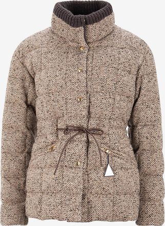 Moncler Gesteppte Kurz-Daunenjacke aus Wolle mit Stehkragen Antigony