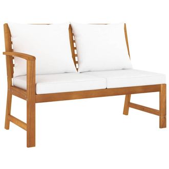 vidaXL Vidaxl - Banco De Jard&iacute;n 114,5 Cm Con Cojines Crema Madera Acacia Maciza