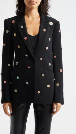 Cinq &agrave; Sept Karlie Enamel Flower Blazer in Black/Multi at Nordstrom Rack, Size 0