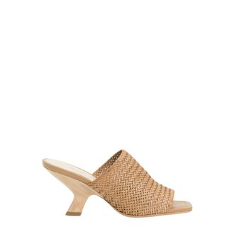Twinset Heeled Mules, female, Beige, Size: 6 US Woven Leather Wedge Sandals Beige