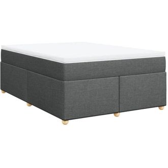 vidaXL Cama Box Spring Con Colch&oacute;n Tela Gris Oscuro 140x200 Cm Vidaxl