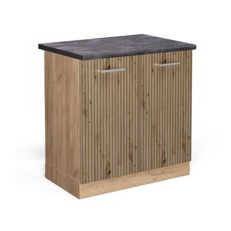 Vicco Armario Bajo Para Fregadero R-line, Roble Artesanal, 80 Cm, Et Antracita Vicco
