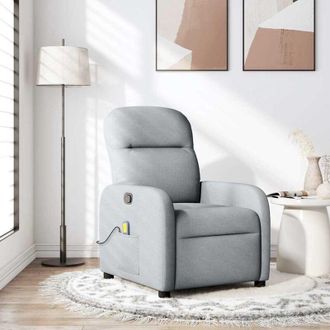 vidaXL Sill&oacute;n Reclinable De Masaje De Tela Gris Claro Vidaxl