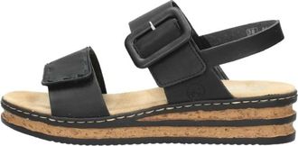 Rieker Comfortabele Sandalen Plat - Dames - Sleehakken - Zwart - 37 EU - Schoenen