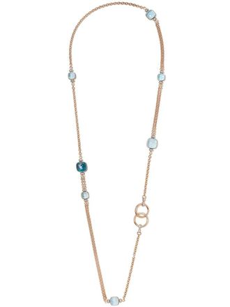 POMELLATO Collana in oro rosa e bianco 18kt con topazio blu e diamanti