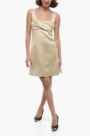 Jil Sander Satin Sheath Dress with Side Slits and Built-in Slip Jil Sander