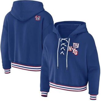 WEAR by Erin Andrews Womens WEAR by Erin Andrews Royal New York Giants Plus Size Lace-Up Pullover Hoodie at Nordstrom, Size 2X