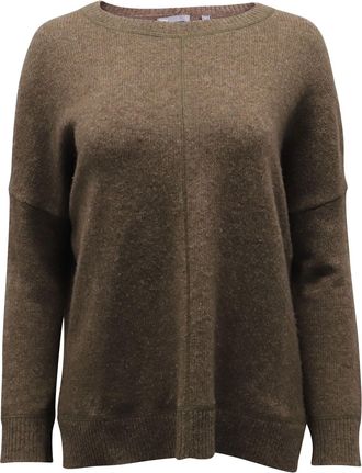 Vince Ribbed Neck Sweater in Brown Wool