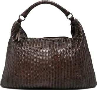 Reptiles House woven leather shoulder bag - Brown