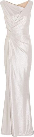 Talbot Runhof Draped Lamé Gown - Silver - 40 (UK14 / L)
