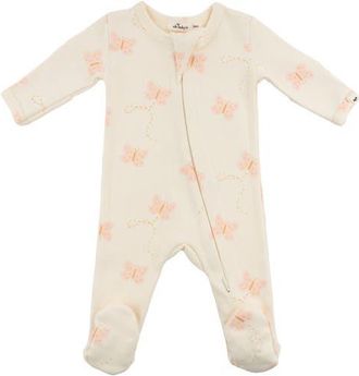 Oh Baby! Mini Butterflies Pink Footie in Milk at Nordstrom, Size 1M