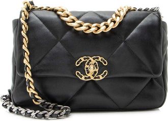 Chanel Black Lambskin 19 Medium Flap Shoulder Bag (Authentic Pre-Loved)