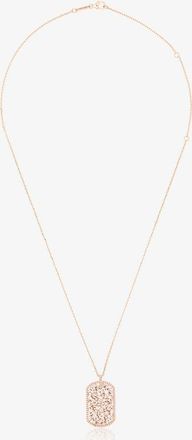 Suzanne Kalan 18K Rose Gold Large Classic Diamond Dog Tag Pendant Necklace - Womens - Diamond/18kt Rose Gold