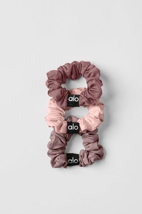 Alo | Fresh Mini Scrunchie 3-Pack in Mushroom/Pink Quartz/Smoky Quartz Brown
