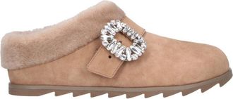 Roger Vivier Brown Slidy Viv Suede Shearling Mules