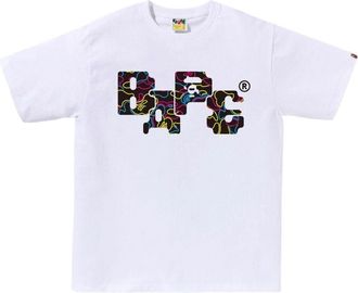 A Bathing Ape Neon Camo 8Bit Bape Logo T-Shirt White 1L30-110-041-WHT