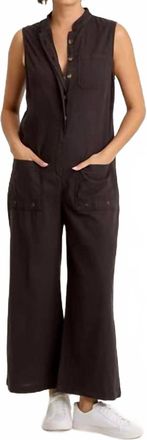 Xcvi Tawnie Linen Button-Up Jumpsuit In Black