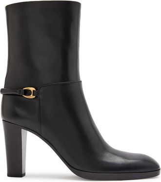 Saint Laurent Chemena 80 Leather Ankle Boots - Black - 38 (IT38 / UK5)