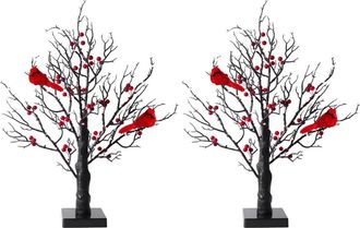 OEM L&aacute;mpara Con Forma De &Aacute;rbol Espiritual Y Decoraci&oacute;n De Frutos Rojos - 2 Piezas