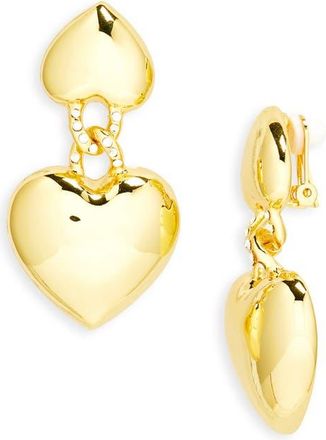 Kenneth Jay Lane Heart Drop Clip-On Earrings in Gold at Nordstrom