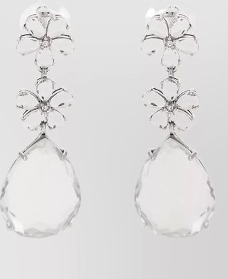 Self Portrait crystal-embellished flower tiered earrings