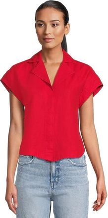 Madewell Mindy Shirt - 100% Linen Womens Clothing Festival Red : LG (Womens 10-12)