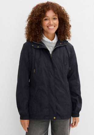Bonprix Allwetterjacke BONPRIX, Damen, Gr. 38, schwarz, Web, Obermaterial: 100% Polyamid, unifarben, bequem Po-bedeckend, elastischer Bund, Jacken Allwetterja