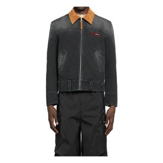 Marni Denim Jackets, male, Black, Size: M Canvas Jacket With Contrast Collar