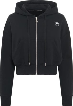 Marine Serre Hoodie met ritssluiting en moon-logo - Zwart