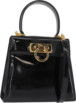 Ferragamo Gancini Handbag Patent Leather Black Patent_Leather Handbag (Pre-Owned)