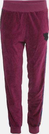 Just Cavalli Purple Leopard Side Stripe Velvet Joggers