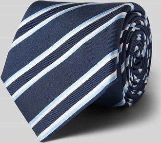 HUGO BOSS Seiden-Mix Krawatte im Streifen-Design in Bleu, Gr&ouml;&szlig;e 1