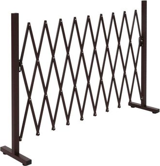 Hhg Hhg - Nunca Usado] Barrera De Seguridad De Aluminio 395, Valla De Seguridad De Tijera, Acero Pivotante Telesc&oacute;pico 103x36-265x31cm, Marr&oacute;n