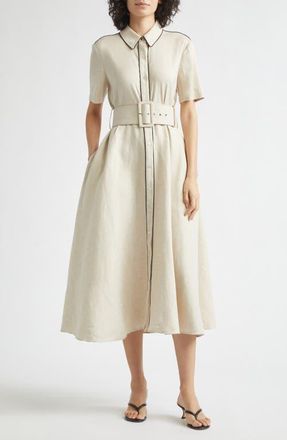Toccin Jean Linen Blend Shirtdress in Desert/jet at Nordstrom, Size 4
